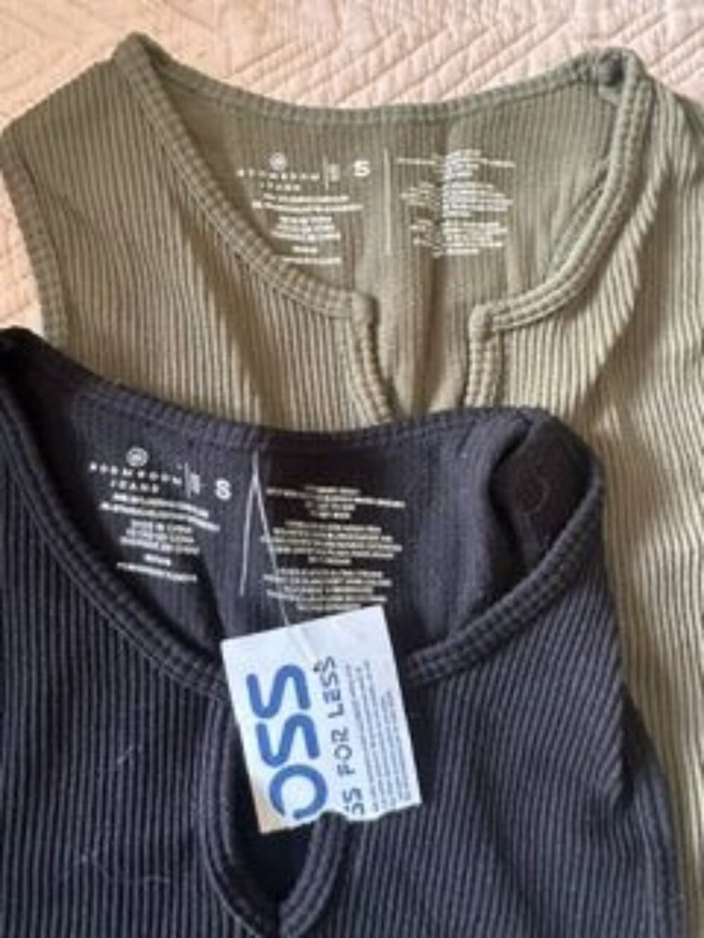2 NEW boomboom jeans ribbed cropped tops khaki and black Small